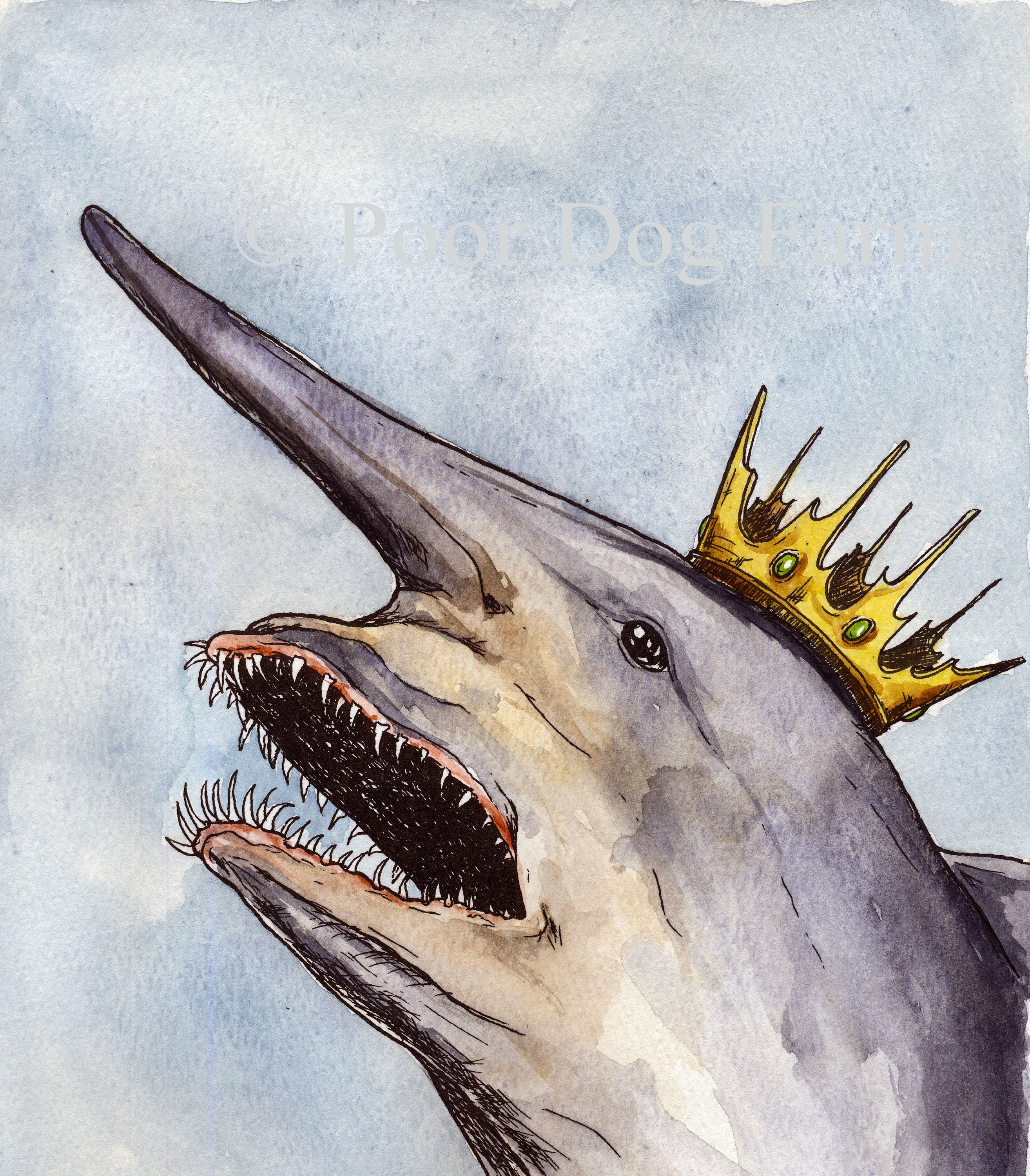 A Creepy Goblin Shark King an Original Hand Painted King