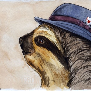 Pygmy Three-Toed Sloth ~ watercolor print