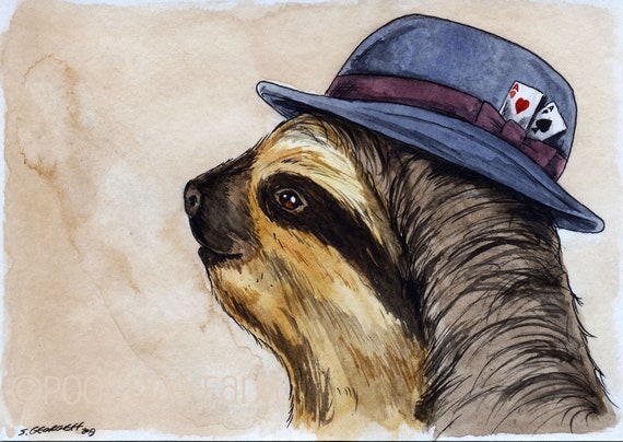 Pygmy Three-Toed Sloth ~ watercolor print
