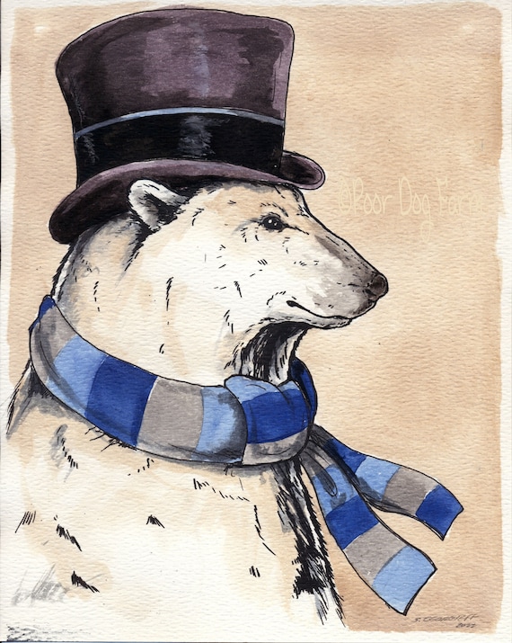 The Dashing Polar Bear King (an original hand painted bear)