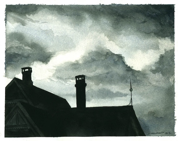 An Evening Storm - Watercolor print-