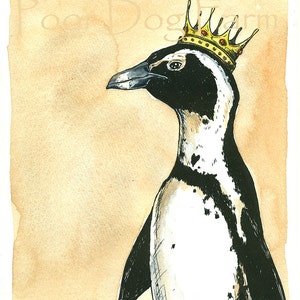 Penguin Queen 8x10 hand painted print image 1