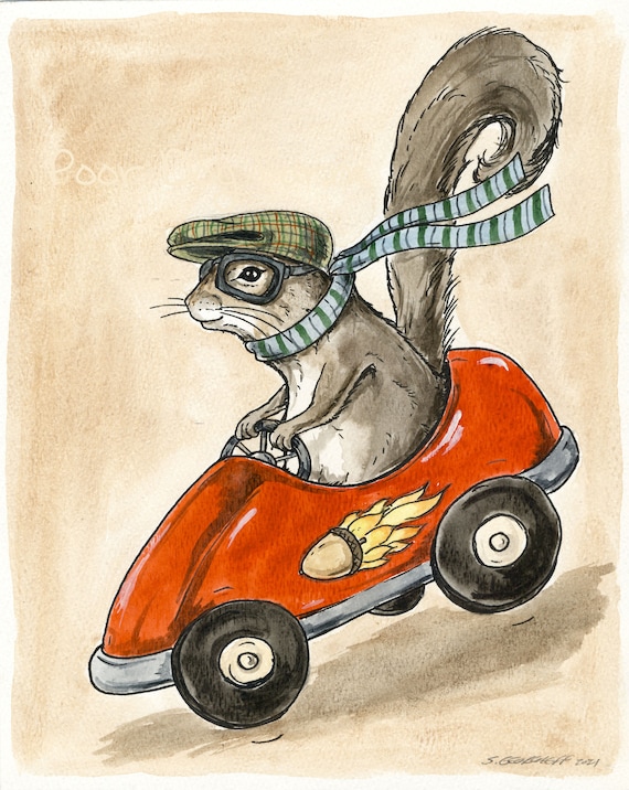 Go Squirrel Go  (Limited Edition # Painted Prints)