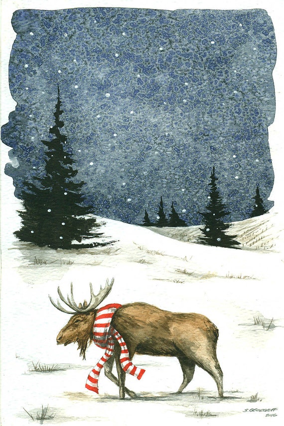 Moose on the Move  - signed 8 x 10 watercolor print