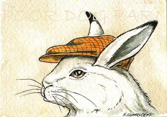 A Hare with a hat- watercolor print