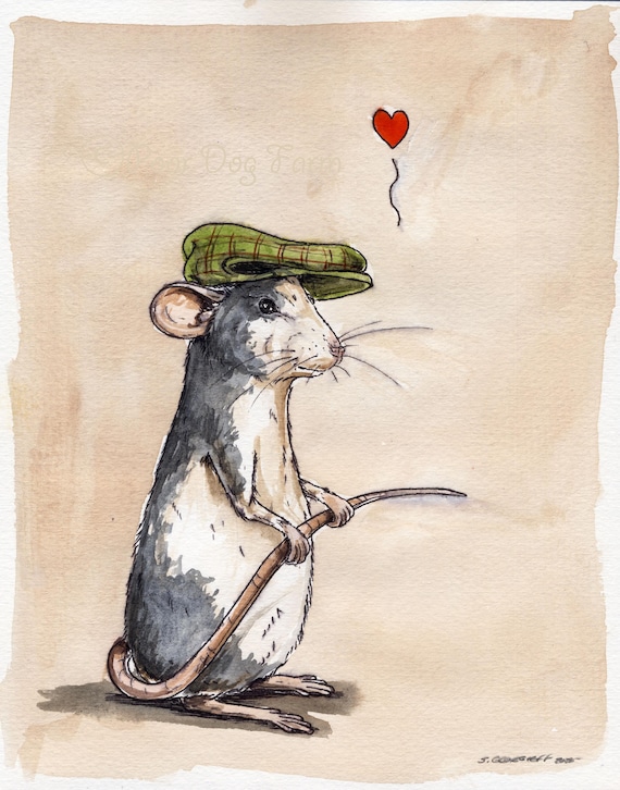 A dapper little Dumbo Rat (an original hand painted little one)