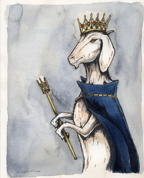 White  Nanny Goat Queen    (an orginal hand painted queen)