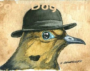 ACEO signed Print - Horace in a Hat-