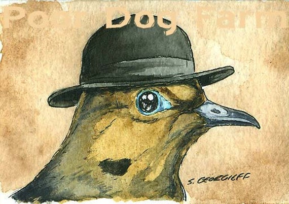 ACEO signed Print - Horace in a Hat-