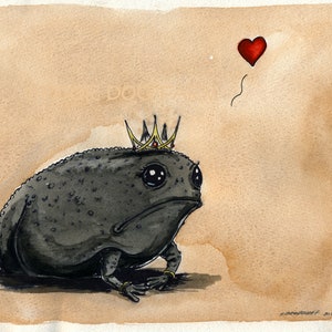 A  Sad Royal Black Rainforest Frog Queen (an original hand painted queen)