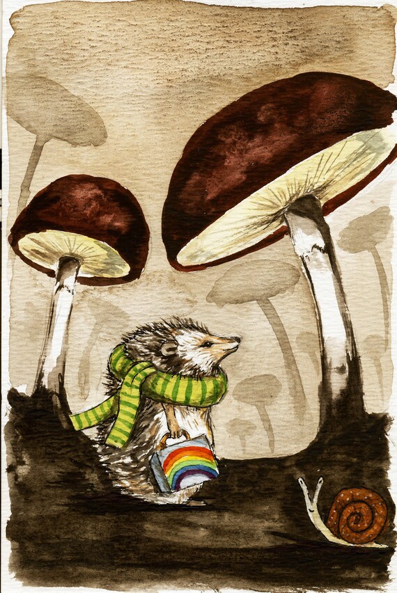 A Walk is Better with a Rainbow  Lunchbox-  Signed Print ~