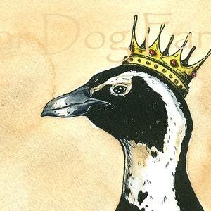 Penguin Queen 8x10 hand painted print image 3