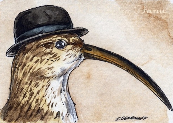The Eskimo Curlew ~~ No 47  of 100 series- ~ signed watercolor print