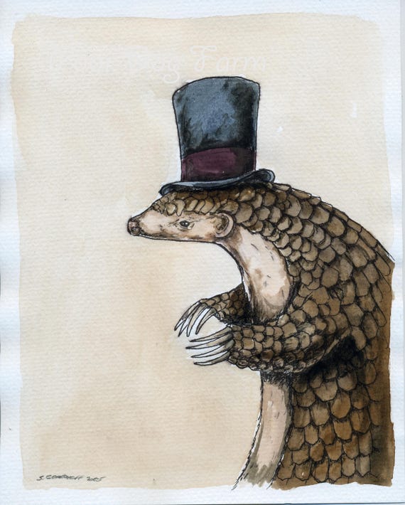 The Handsome Pangolin (an original hand painted one)
