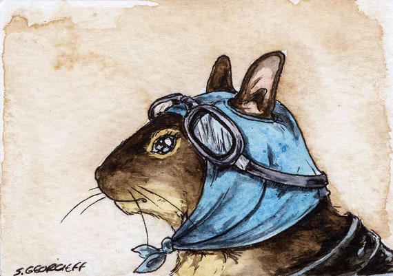 Kiki a Douglas Squirrel  -- signed watercolor print