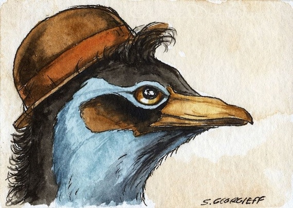 The Kangaroo Island Emu~~ No 35  of 100 series- ~ signed watercolor print