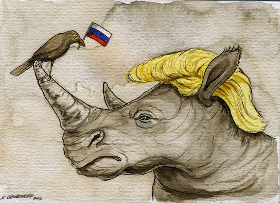 A Trump-Rhino.. watch that bird!