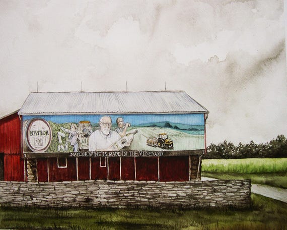 The Naylor Wine Barn  - Watercolor print-