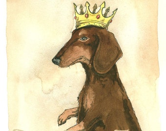 Red Dachshund King (an original hand painted king)