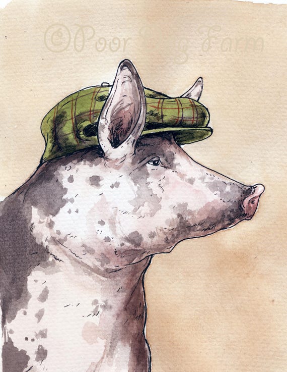 The Dapper Pig  (A hand painted handsome one)