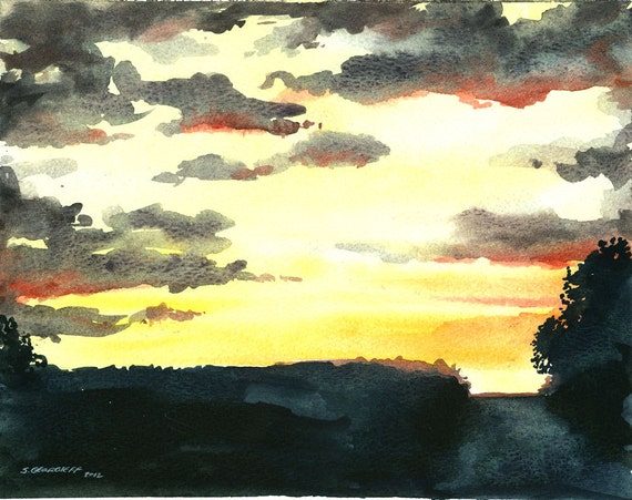 Painting n0. 34  Morning Sun.-- Watercolor Print