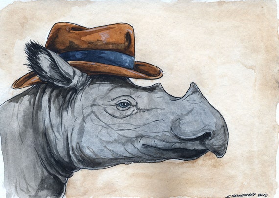 A Handsome Sumatran Rhino in a Hat
