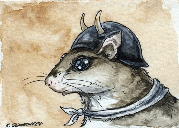 Gunner the Flying Squirrel  -- signed watercolor print