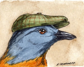 The Passenger Pigeon ~~ No 25  of 100 series- ~ signed watercolor print