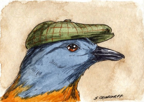 The Passenger Pigeon ~~ No 25  of 100 series- ~ signed watercolor print