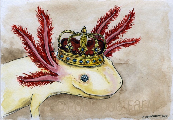 Axolotl King ~ watercolor print