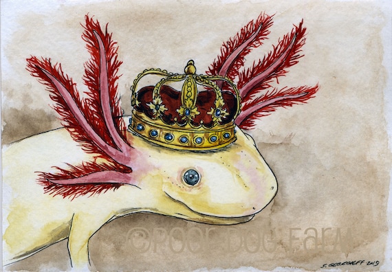 Axolotl King ~ watercolor print