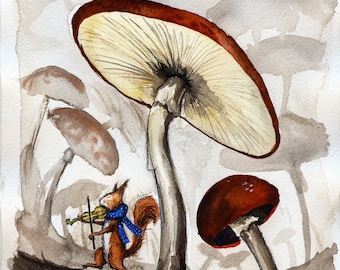 Music Makes the Mushrooms Grow (no2)-- print 8 x 10