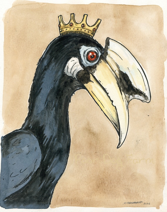 Oriental Pied Hornbill King (an original hand painted king)