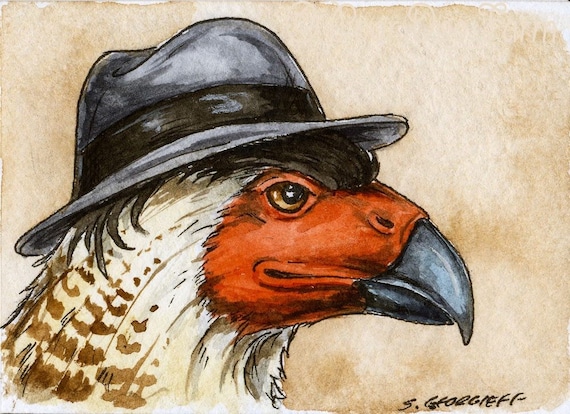 The Guadalupe Caracara ~~ No 19  of 100 series- ~ signed watercolor print