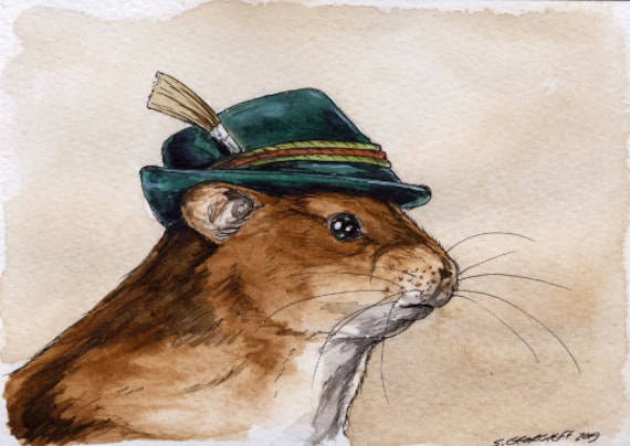 Archibald the Vole~  signed watercolor print