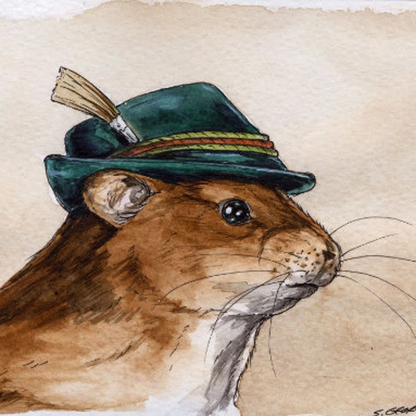 Archibald the Vole~  signed watercolor print