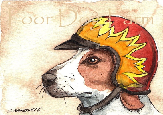 A Hound in a Helmet- print 8x10