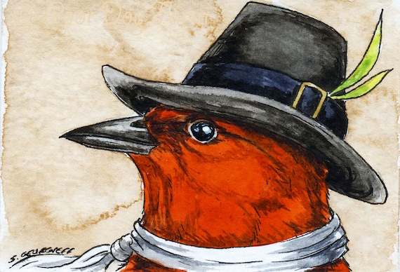 The Laysan Honeycreeper ~~ No 88 of 100 series- ~ signed watercolor print