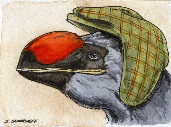 The Giant Bird Dromorhis~~ No 36  of 100 series- ~ signed watercolor print