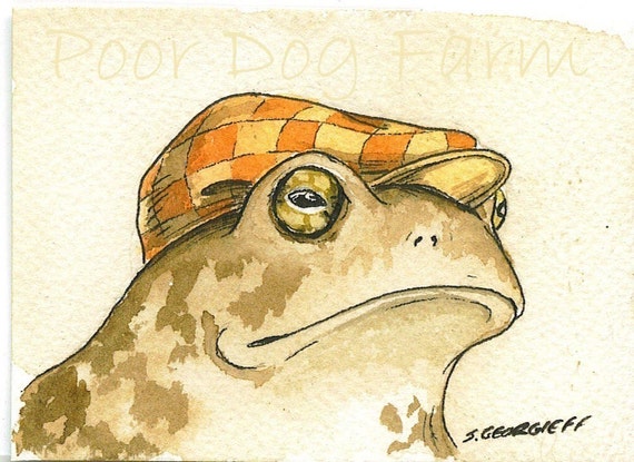Mr Toad with hat ~ watercolor print