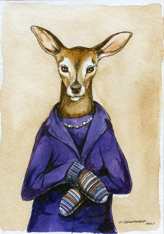 A Determined Dear -watercolor  Print