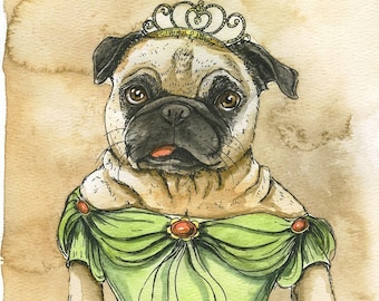 Pug Queen (an original hand painted queen)