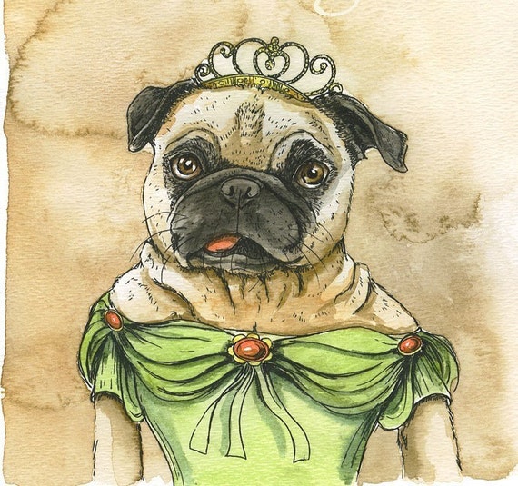 Pug Queen (an original hand painted queen)