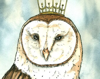 OWL Queen 8x10 hand painted print