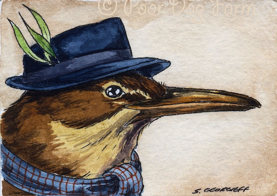 The Pagan Reed Warbler~~ No 68 of 100 series- ~ signed watercolor print