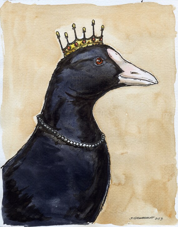 A Royal Eurasian Coot Queen  (an original hand painted queen)