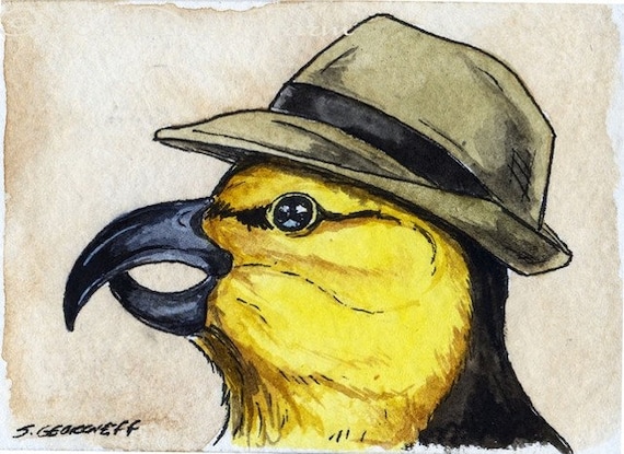 The Lanai Hookbill~~ No 30  of 100 series- ~ signed watercolor print