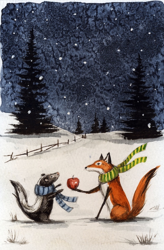 The Generosity of Friends   -  Signed Print ~   no3 in the 2021-22 Little Red Fox Series  -
