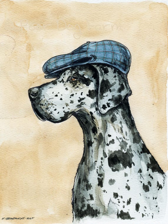 A Dapper Merle Great Dane (an original hand painted pup)