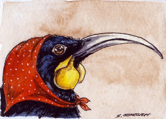 The Huia ~~ No 18  of 100 series- ~ signed watercolor print